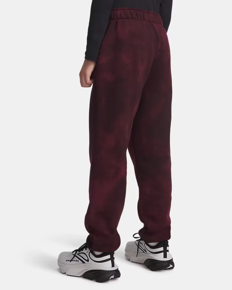 Детские штаны на флисе с начесом, внутренний шов 63,5 см, UA Icon UnderArmour, Dark Maroon/Black — фото 2