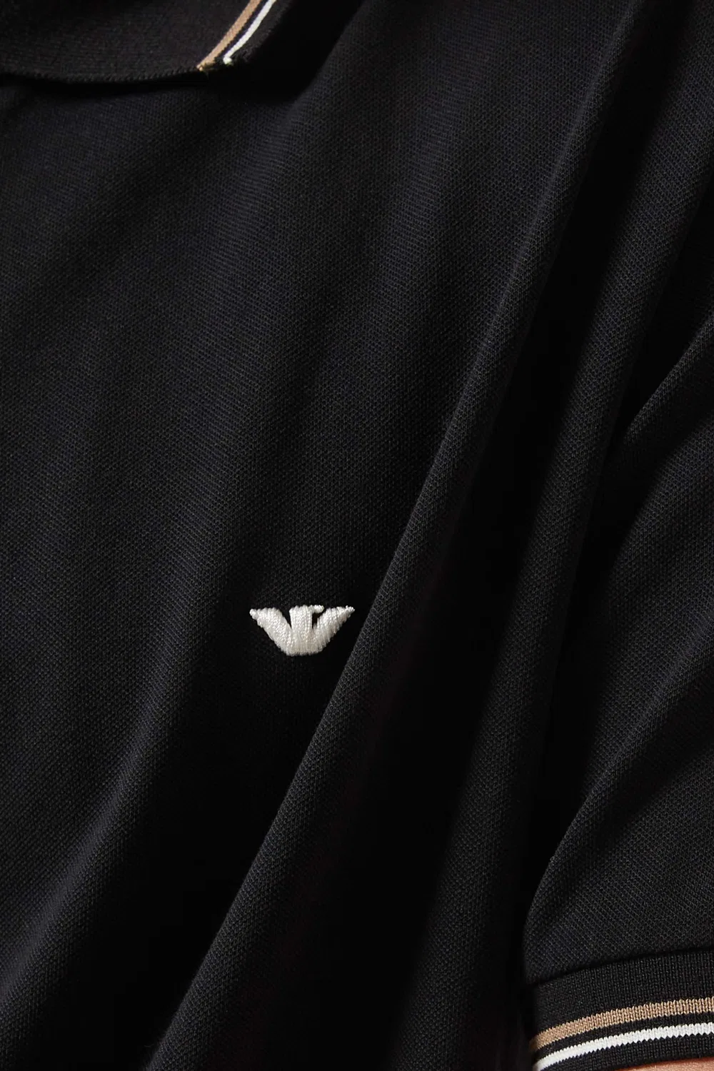 Поло хлопковое Micro Eagle Logo Emporio Armani, черный — фото 4