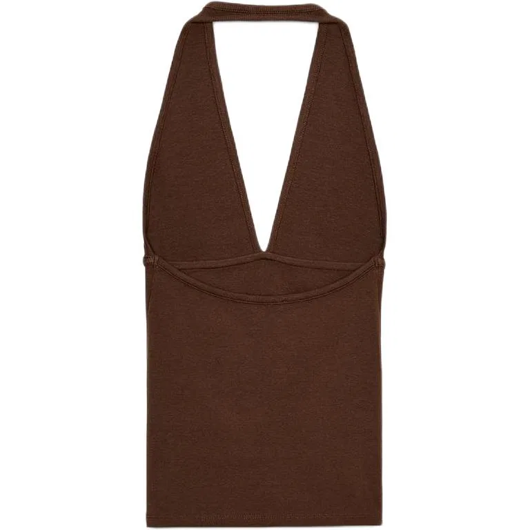 Женский топ-майка на бретелях-халтер Brown ZARA, Brown — фото 3