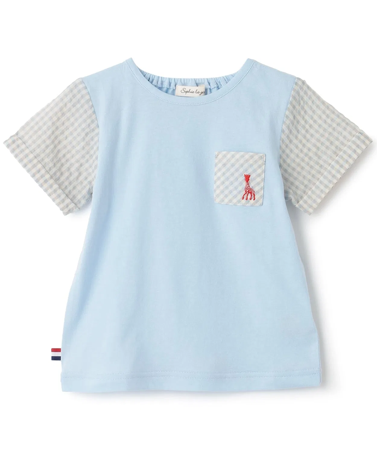Детская футболка с коротким рукавом с принтом в клетку Sophie la girafe, Light Blue