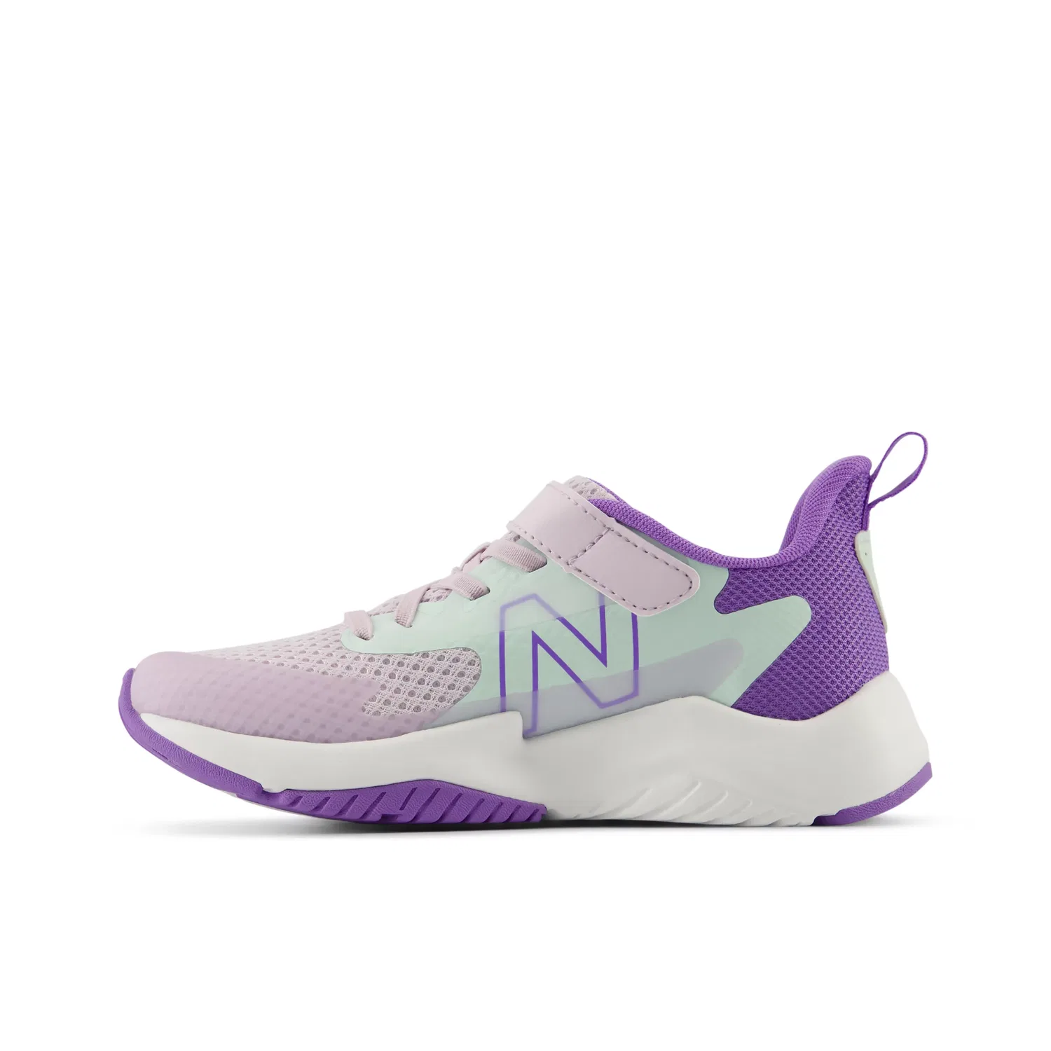 Детские кроссовки на липучке с дышащей сеткой RAV v2 Hook & Loop New Balance, Taro With Cosmic Jade And Violet Crush — фото 3