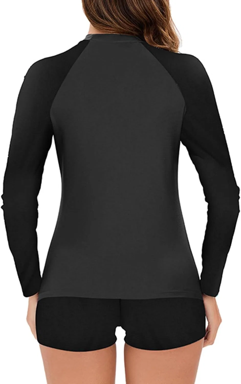 Женский рашгард с длинным рукавом UPF 50+ с шортами, Dark Gray — фото 3