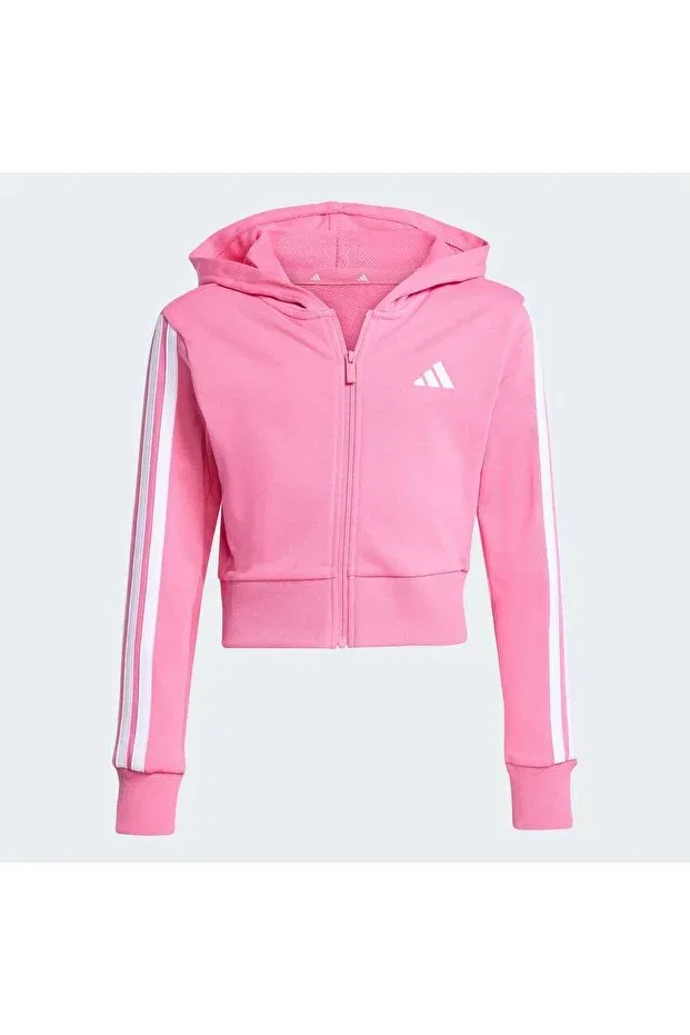 Детское худи для девочек с длинным рукавом Essentials Full-Zip Kids Hoodie Adidas, Pink Fusion / White — фото 3