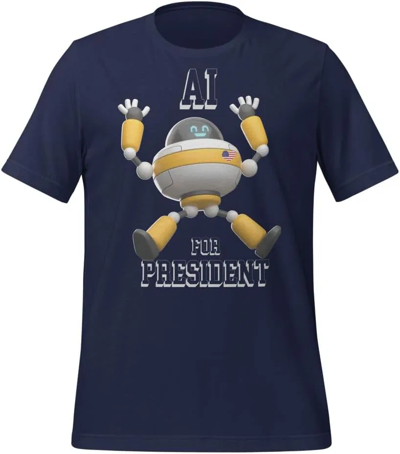 Мужская футболка с принтом AI for President 2024 3001 Unisex, Navy
