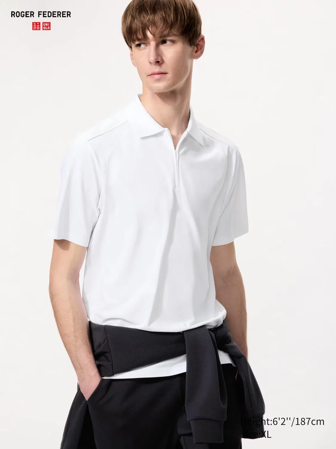 Рубашка-поло Uniqlo Dry-Ex, с молнией, белый