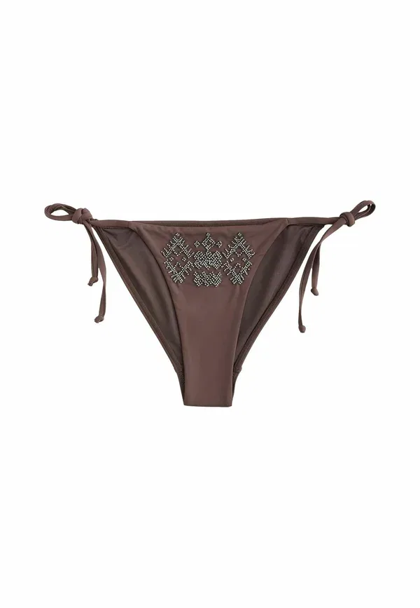 Бикини-трусы со стразами Tie side fit - beaded embellished bikini bottoms Next, chocolate brown, коричневый/шоколадный — фото 4