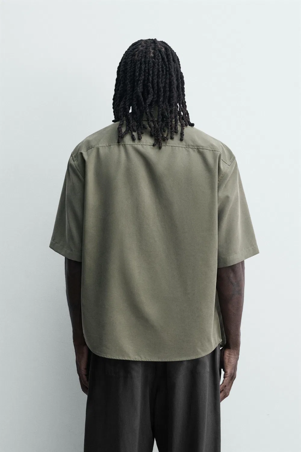 Свободная, струящаяся рубашка ZARA, Dark green — фото 3