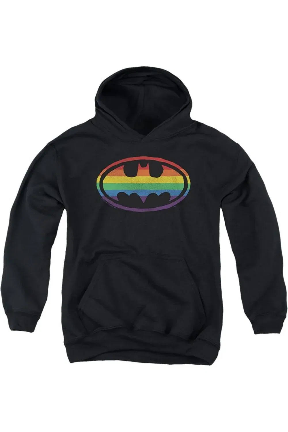 Детское худи для мальчиков с капюшоном с принтом Batman Rainbow Logo Gildan, черный