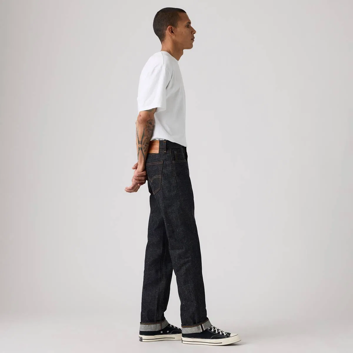 Мужские джинсы 505 из обычной кромки Levi's, Neppy Rigid Selvedge - Dark Wash — фото 4