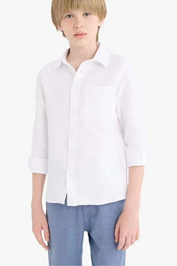 Детская рубашка для мальчиков с длинным рукавом Oxford Long Sleeve School Shirt Boy Defacto, White