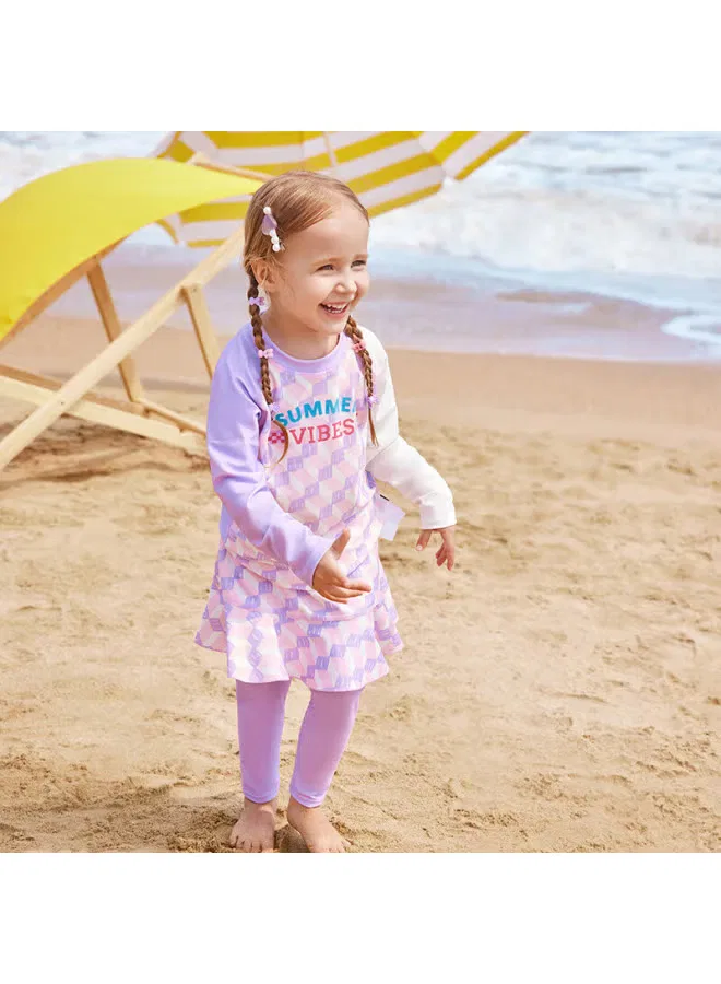 Комплект купальников для плавания с длинным рукавом Lemonkid, фиолетовый — фото 3