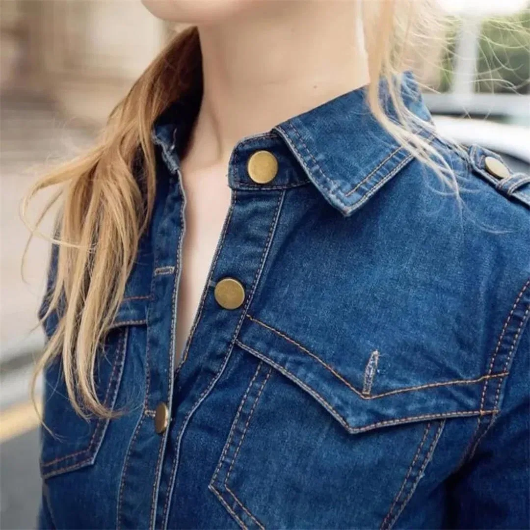 Женское джинсовое платье с поясом Slim Fit, Blue — фото 3