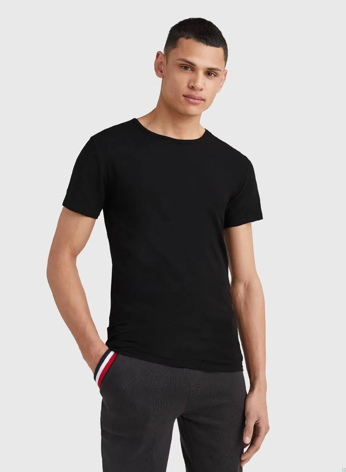 Футболка с эластичным хлопком комплект 3 шт Tommy Hilfiger, черный — фото 2