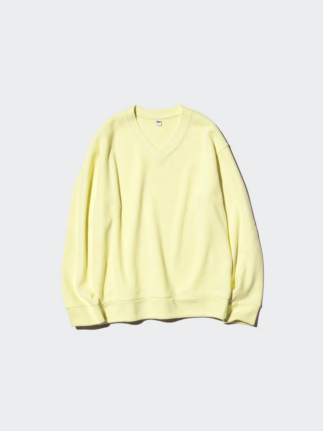 Футболка Uniqlo, с V-образным вырезом из ребристого флиса, желтый