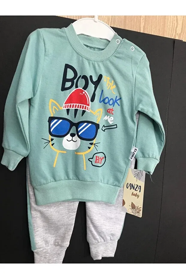 Детский комплект спортивного костюма для новорожденных в полоску Gülüce Butik, Water Green — фото 2