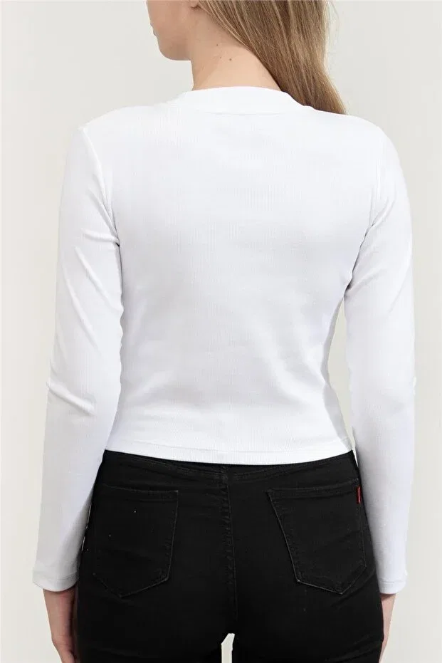 Женская футболка с длинным рукавом Monogram Baby Tee Calvin Klein, Bright White — фото 3