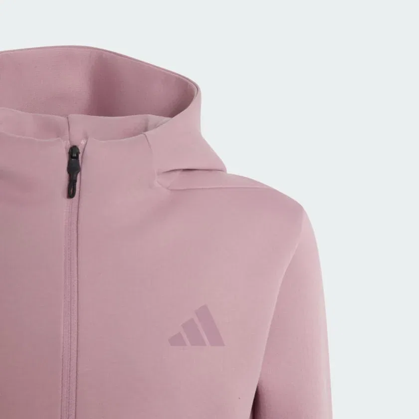 Детское худи adidas Z.N.E. Full Zip с капюшоном и молнией, Magic Mauve / Wonder Orchid — фото 3
