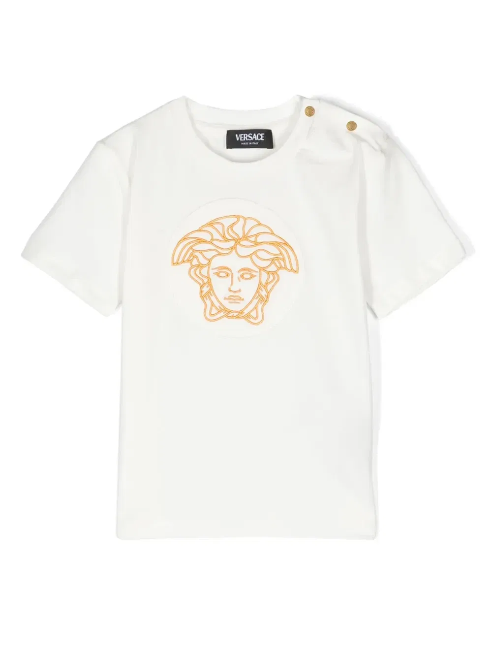 Футболка с вышивкой Medusa Versace Kids, белый
