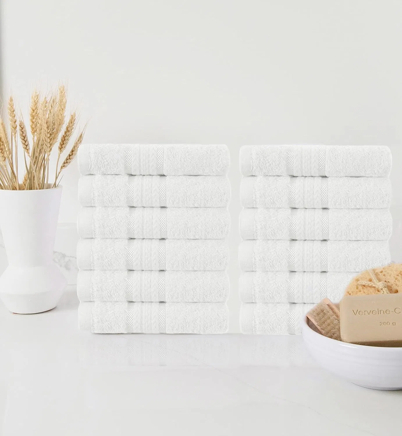 Махровые салфетки COTTON CRAFT, 12 шт, 76x76 см, Белый — фото 3