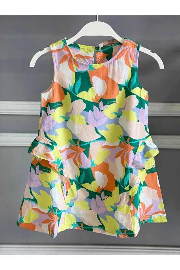 Детское платье для девочек с принтом Girl'S colorful flower patterned sleeveless dress Stylenest, Multicolored — фото 2