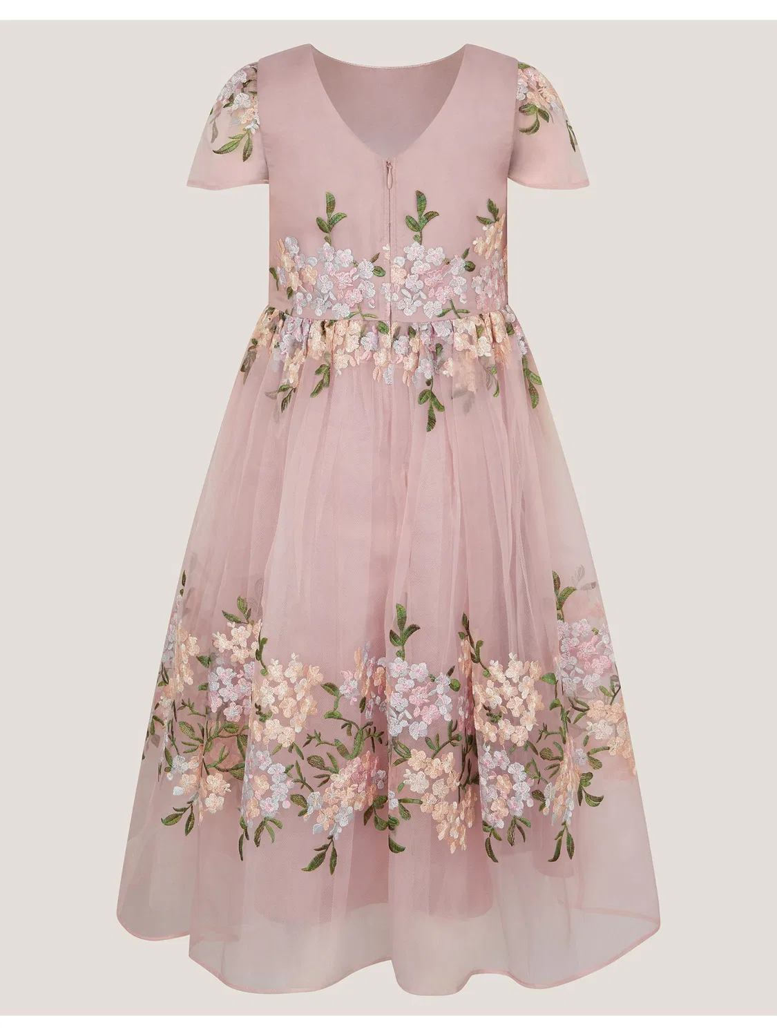 Платье с вышивкой Monsoon Pink Floral Embroidered Organza Party Dress, розовое — фото 2
