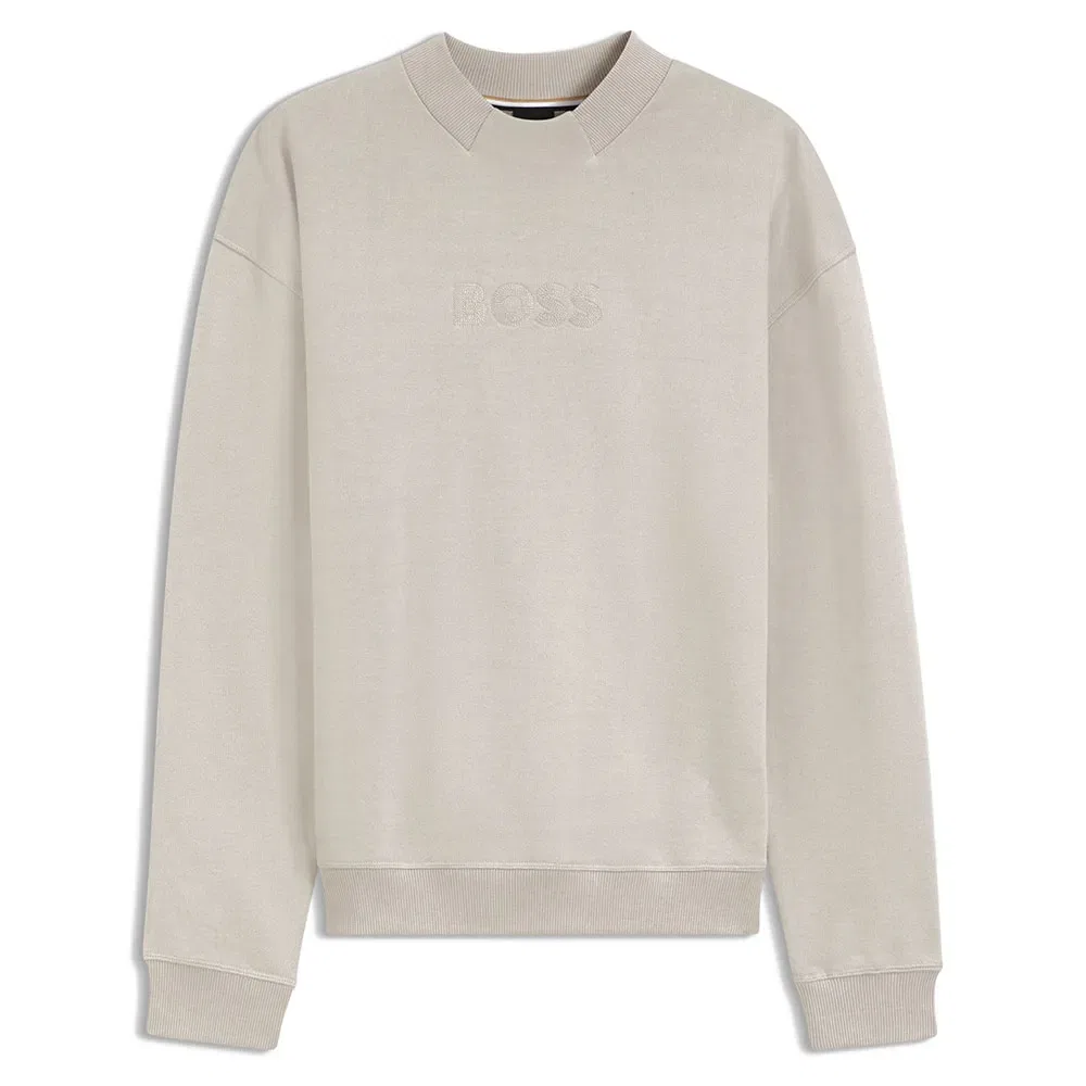 Мужской свитшот свободного кроя из хлопкового футера с логотипом BOSS Fashion 10269569, Grey