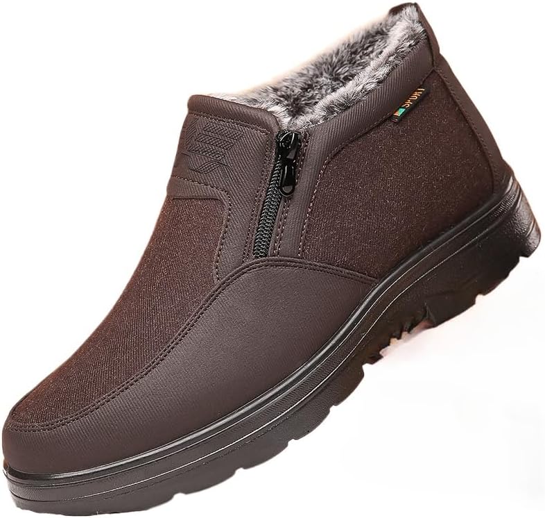 

Мягкие зимние ботинки Soft time TOY для мужчин, зимние сапоги для снега, мужские зимние ботинки, обувь для ходьбы, застежка-молния, широкий носок, ботинки для ходьбы, меховая подкладка, минималистичный дизайн, нескользящая подошва, коричневый