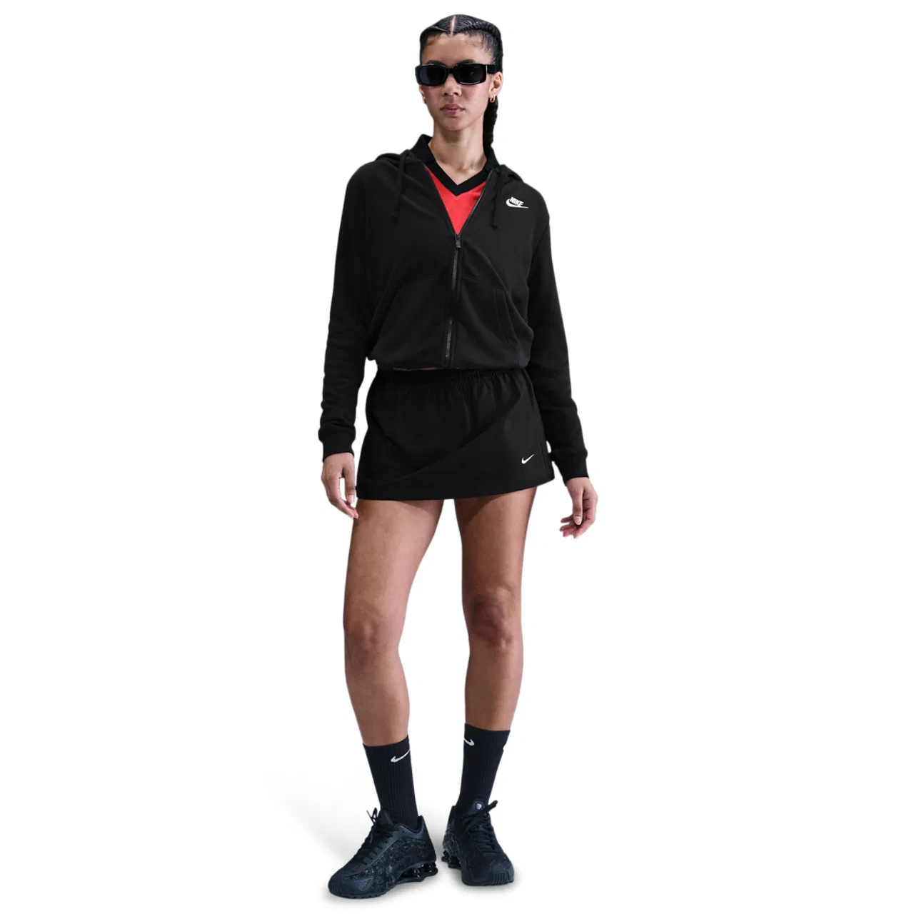 Женская толстовка Club Fleece FZ Nike, белый/черный — фото 4