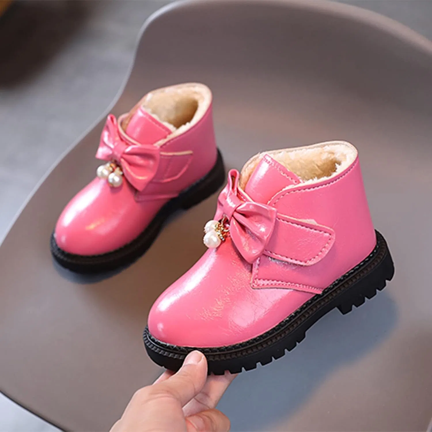 Детские зимние сапоги для девочек с толстой подошвой Winter Snow Boots, Pink — фото 4