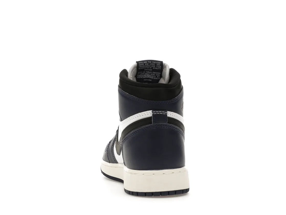 Детские кроссовки высокие с классическим дизайном Jordan 1 Retro High OG Jordan, Midnight Navy/Black/White/Sail — фото 4