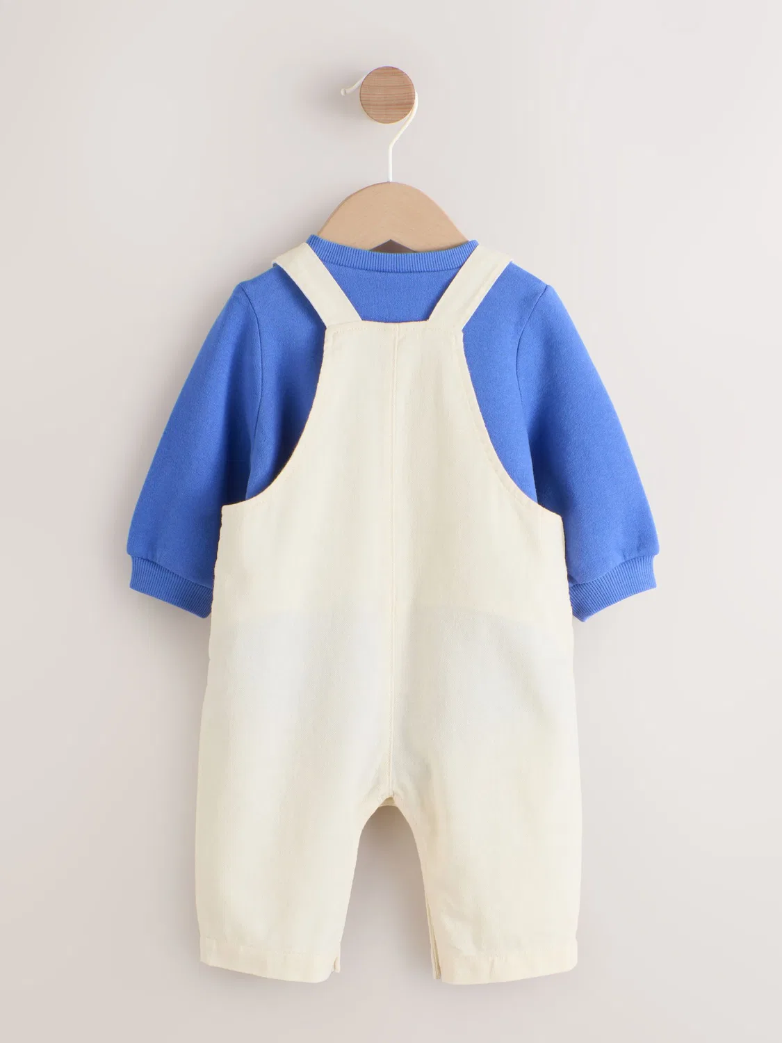 Комплект из джинсового комбинезона и боди, с вышивкой Next, Neutral/Blue Characters — фото 2