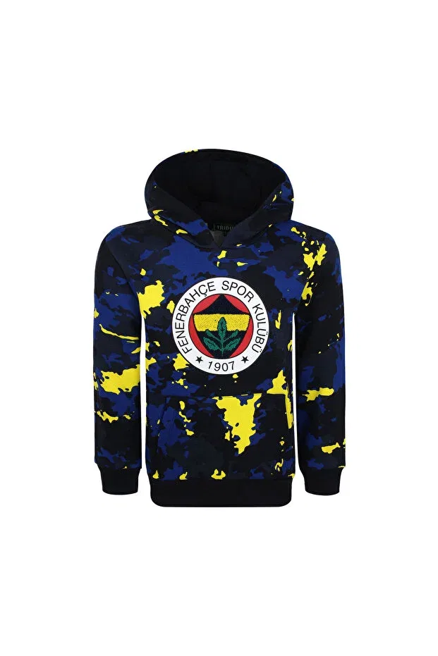Детское худи для девочек с камуфляжным принтом Fenerbahçe, Fb Laci New