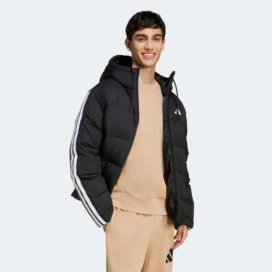 Мужская куртка с длинным рукавом adidas ESS 3S P D HD J, Черный — фото 3