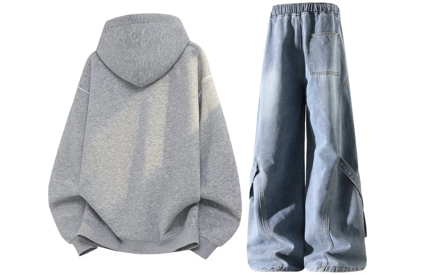 Детский комплект толстовки с капюшоном Light Gray Top+Black Pants GWAF, Light Gray/Black — фото 4