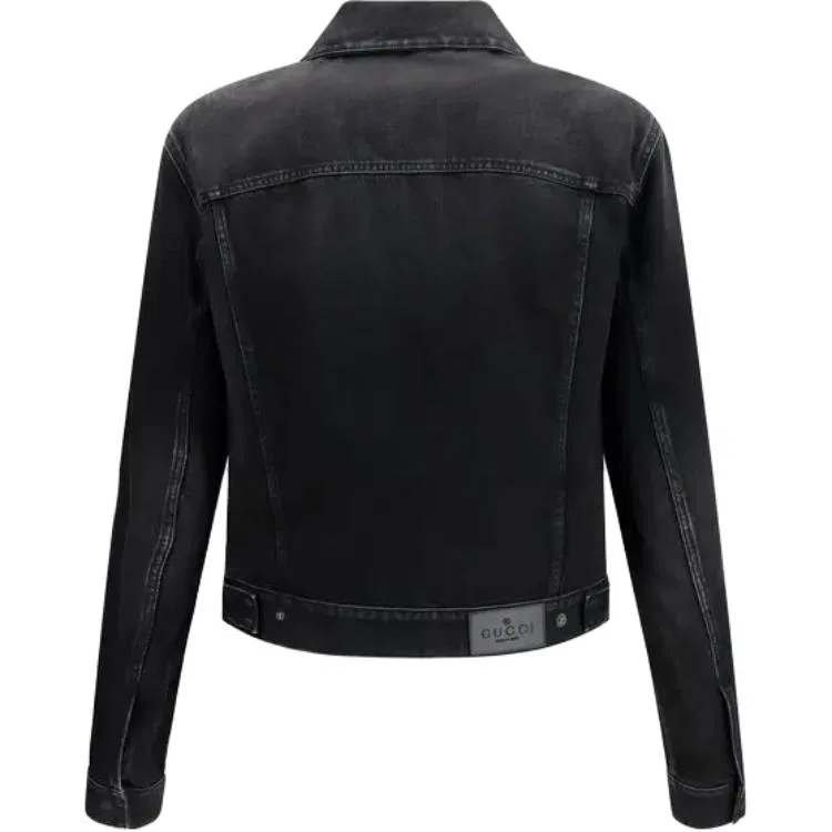 Мужская джинсовая куртка с воротником, прямой крой, Black, GUCCI — фото 3