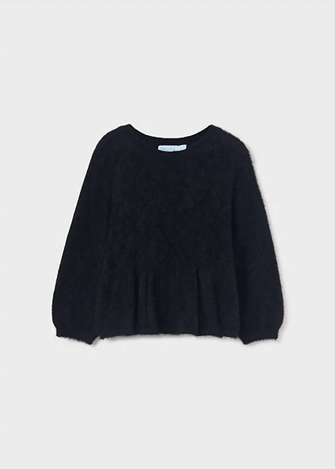 Детский свитер для девочек с открытым узором Shiny Openwork Faux Fur Abel & Lula, черный — фото 2