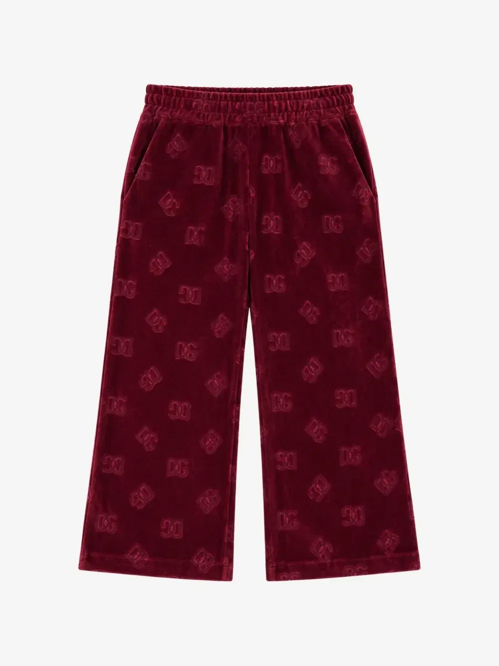 Бархатные брюки с тисненым логотипом Dolce & Gabbana Kids, красный
