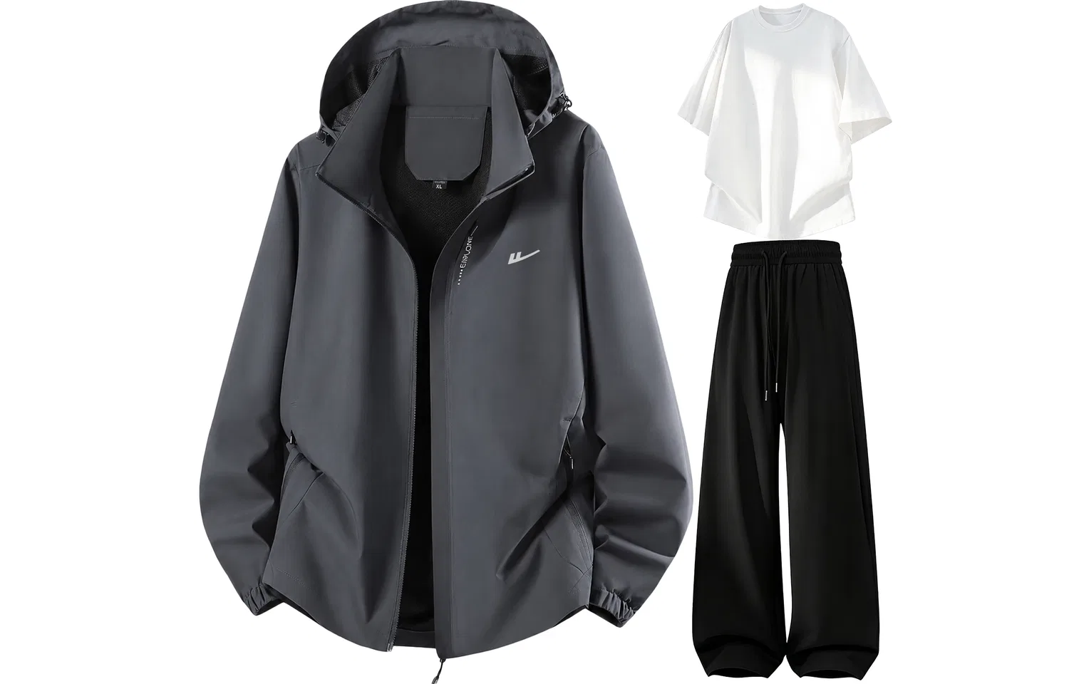 Детский комплект худи с капюшоном и брюками, Dark Gray White Black, WARRIOR