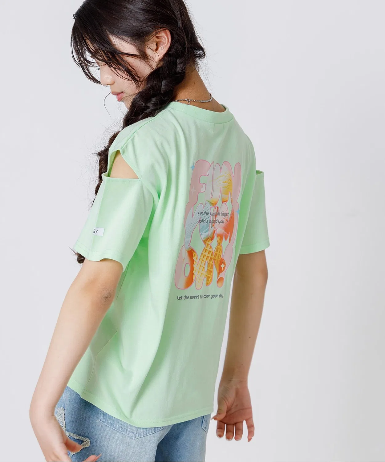 Детская футболка с принтом Logo Cut Transfer Short Sleeve T-Shirt algy, Mint