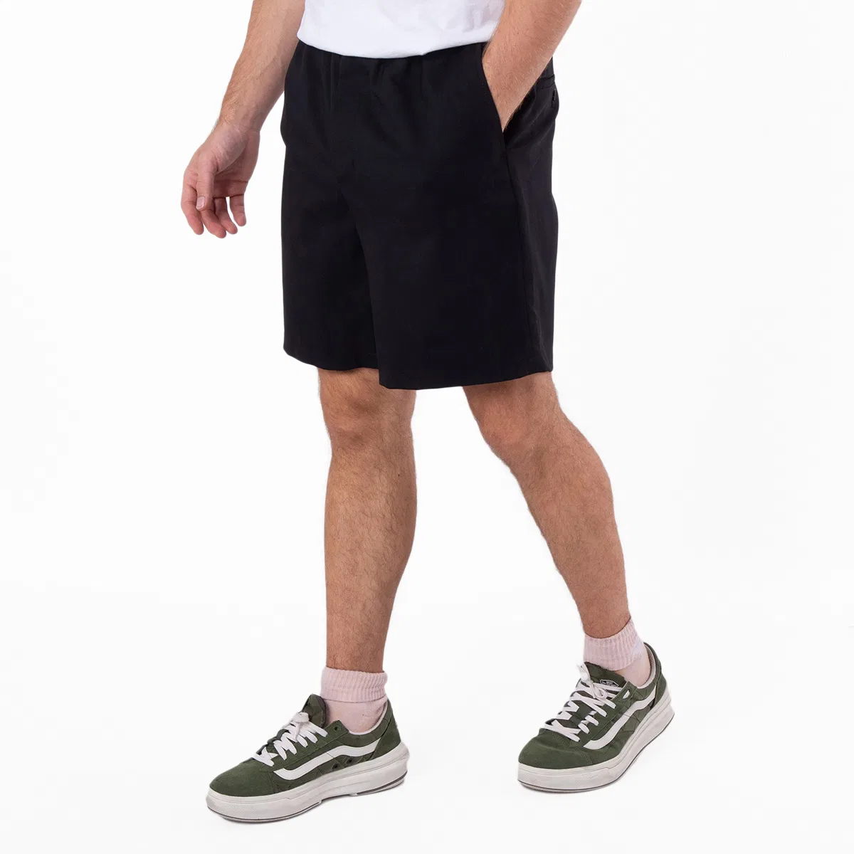 Шорты из шерсти с эластичным поясом Elasticated Waist Wool Shorts Ami Paris, Black — фото 2