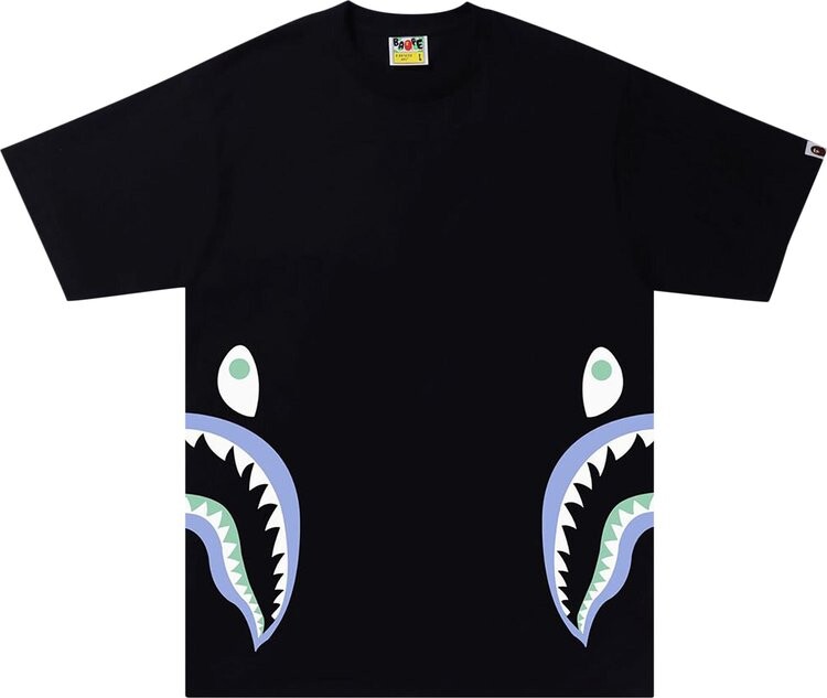 

Футболка BAPE Glow In The Dark Side Shark Tee 'Black', черный