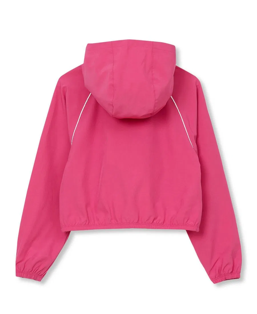 Детская спортивная куртка с длинным рукавом и капюшоном, модель Girls Active Long Sleeve Hooded Track Jacket Lands' End, Rose Violet — фото 2