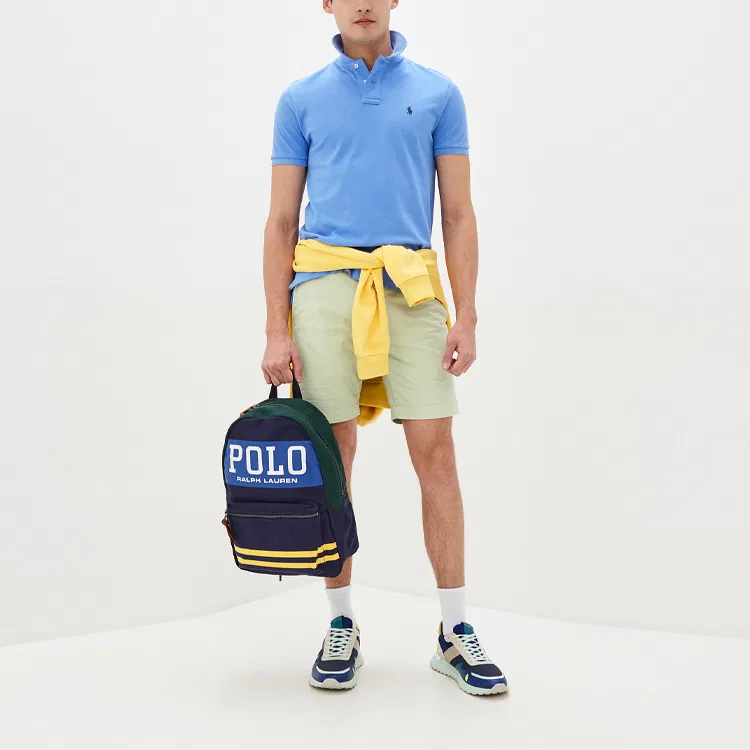 Поло с вышитым логотипом Polo Ralph Lauren синее — фото 4