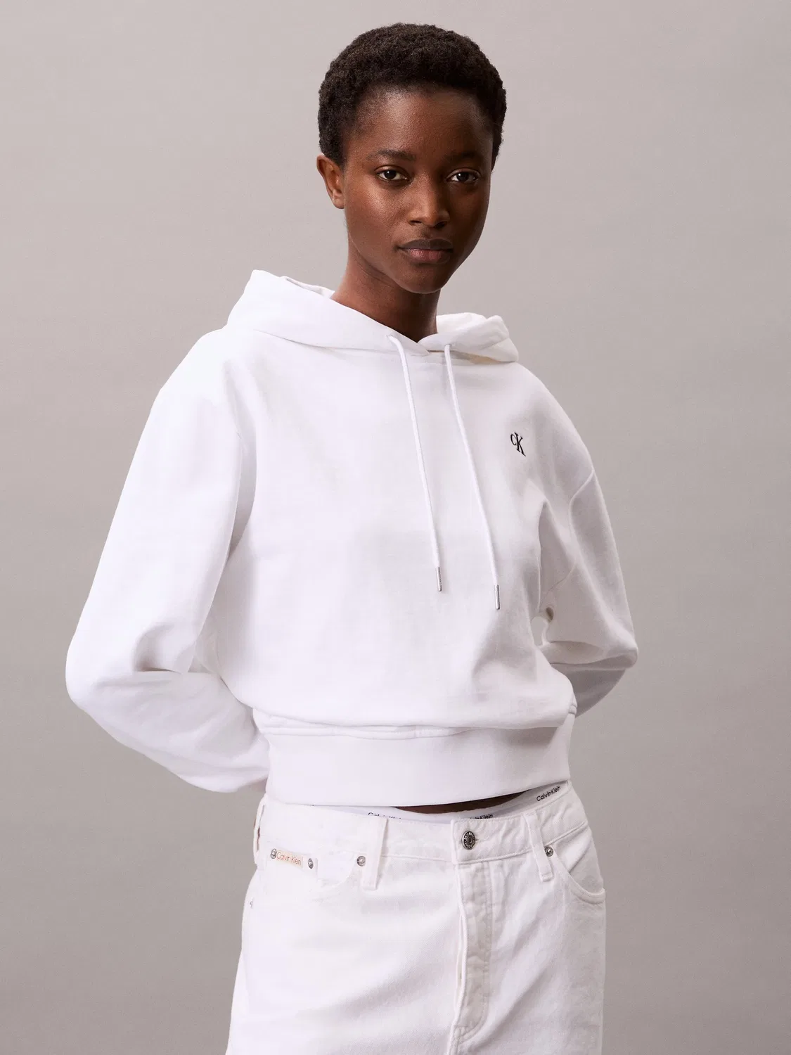 Худи Calvin Klein из хлопкового терри, Regular Fit, белый