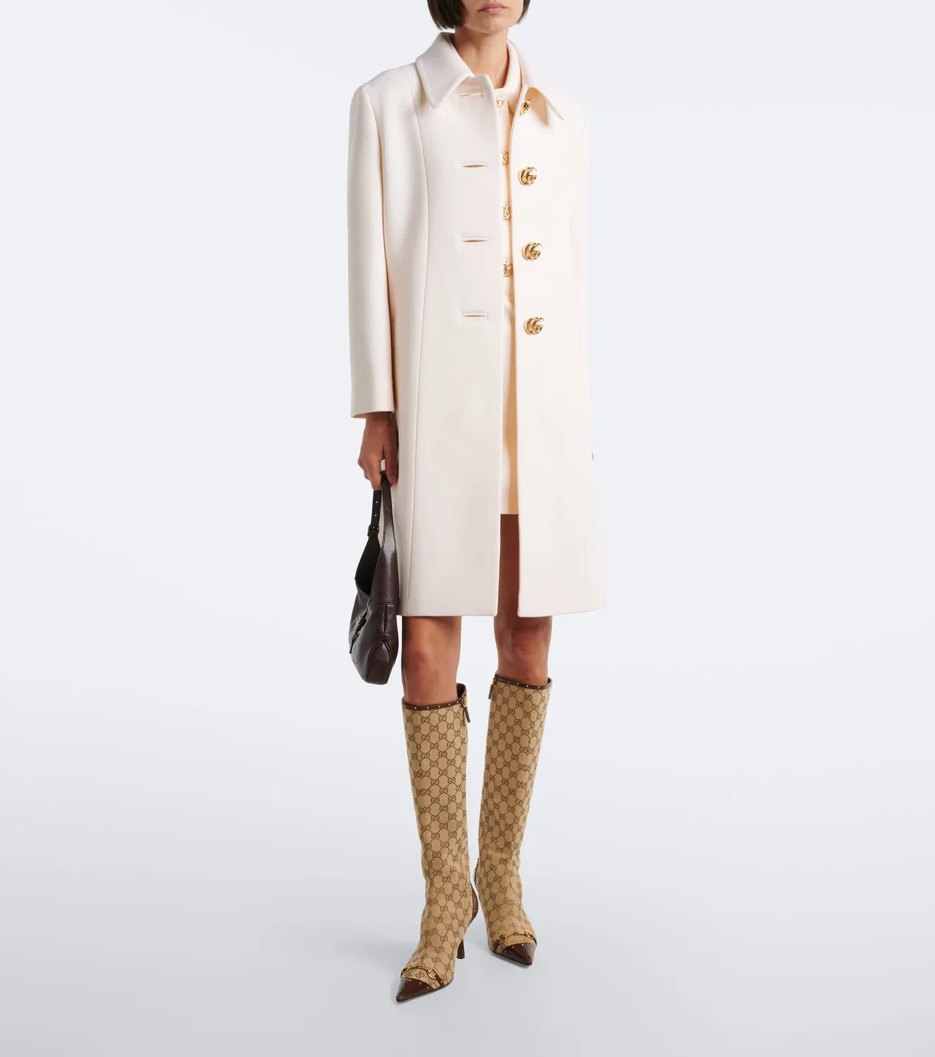 Пальто однобортное шерстяное Gucci, белый — фото 2