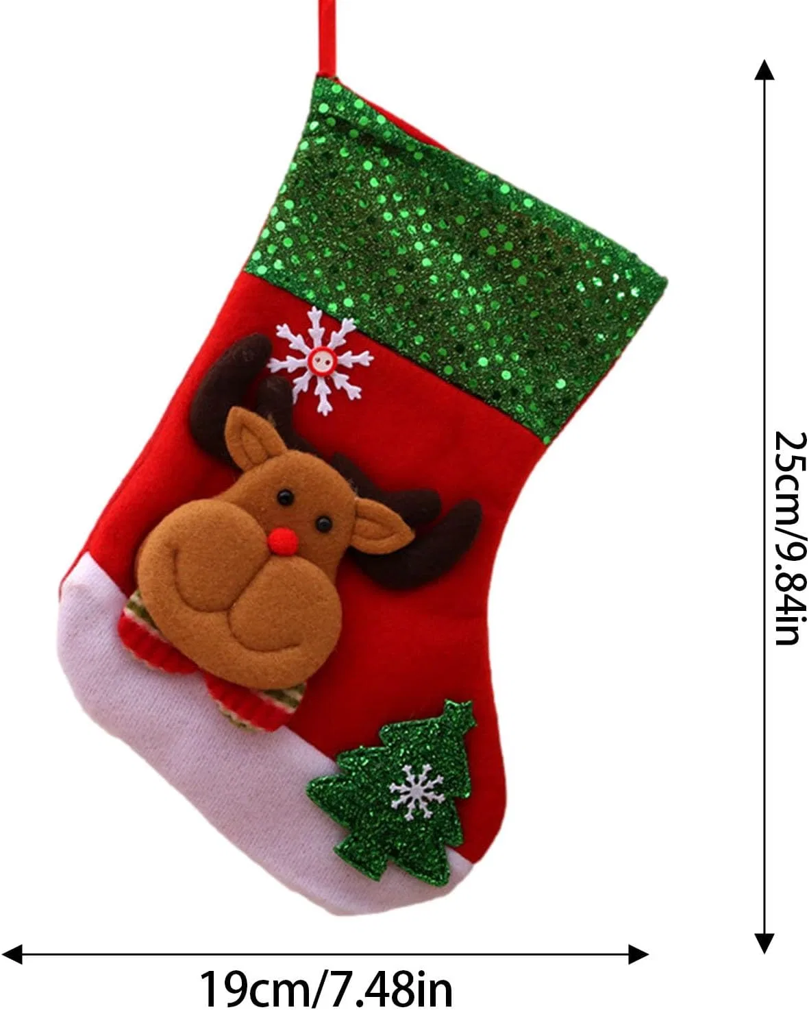 Набор новогодних носков PUCHEN, 25,4x17,8 см, Mittlere Socken mit Pailletten (Hirsch-stil) — фото 4