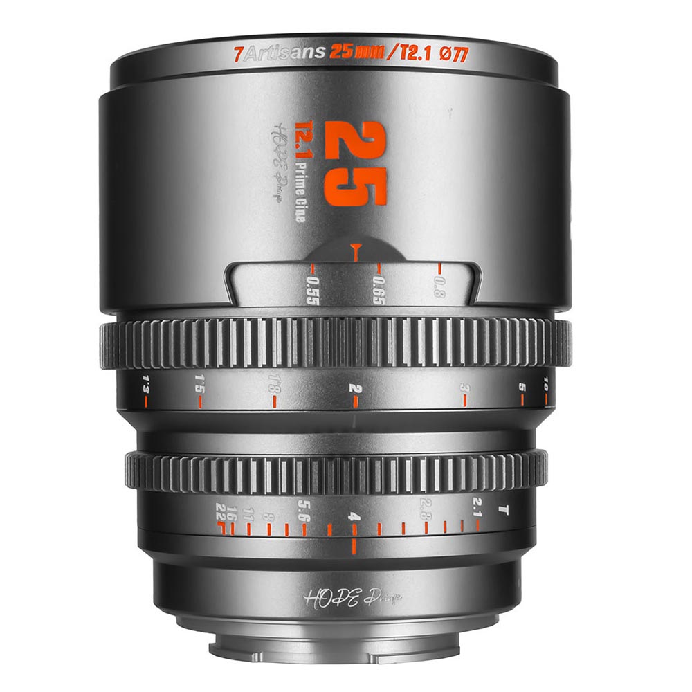 

Кинообъектив 7Artisans Hope 25mm T2.1 S35 Cine Lens, Micro 4/3 Mount, титановый серый