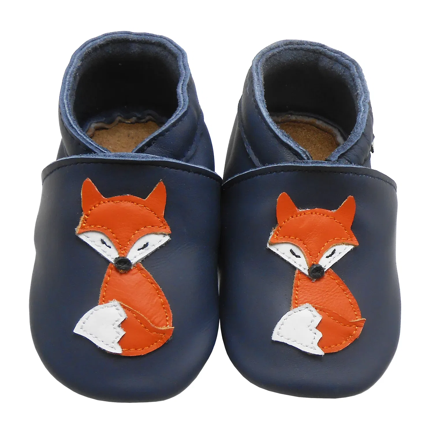 Пинетки кожаные с лисой Fuchs Mepiq, темно-синий