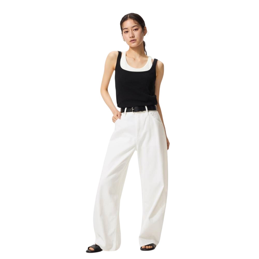 Джинсы Uniqlo Baggy Curved Short length Unisex, 00 белый