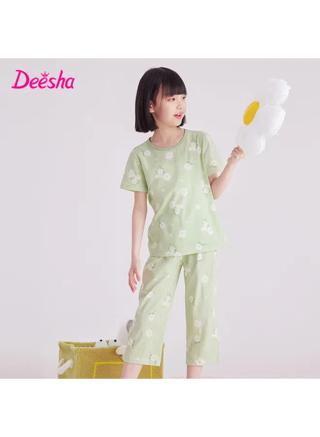 Комплект домашней одежды с цветочным принтом Easyto Deesha, зеленый — фото 2